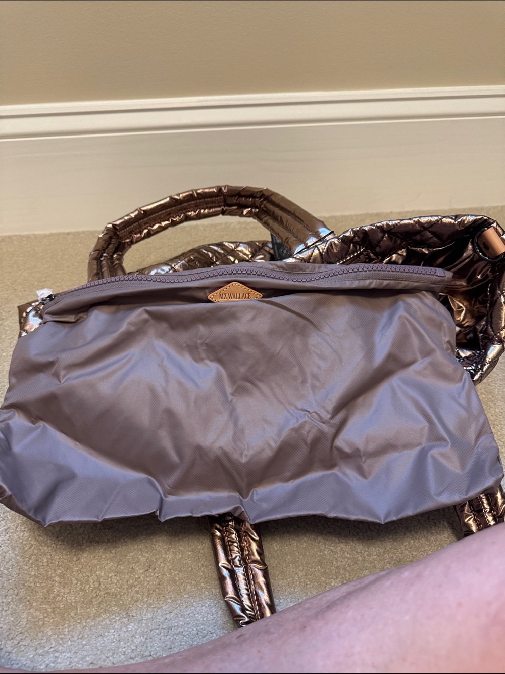 NWT MZ Wallace Metallic Bronze Metro Tote Deluxe Sz Medium - Picture 8 of 9